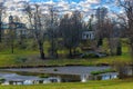 Autumn view of Pavlovsk Park Apollo Colonnade pavilion. Royalty Free Stock Photo