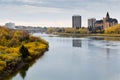 Autumn view to the Saskatoon downtown from the South Saskatchewan River