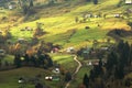 Autumn village landscape,  panoramic nature  scenery, Carpathian mountains. Ukraine, Europe Royalty Free Stock Photo