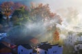 The autumn village in Morning air in Shicheng Wuyuan Royalty Free Stock Photo