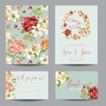 Autumn Vintage Hortensia Flowers Save the Date Card for Wedding, Invitation, Party