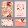 Autumn Vintage Hortensia Flowers Save the Date Card for Wedding, Invitation, Party