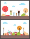 Autumn Walking in Park. Active and Relax Vector