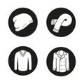 Autumn warm clothes icons set