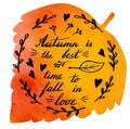 Autumn watercolor banner with hand lettering