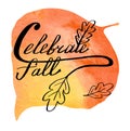 Autumn watercolor banner with hand lettering