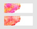 Autumn red, orange, pink watercolor stains banners set