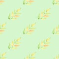 Autumn watercolor pattern with brown-green leaves Royalty Free Stock Photo