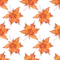 Autumn watercolor seamless pattern with maple leaves 1