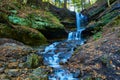 Autumn Waterfall Serenity in Michigan Forest Reserve Royalty Free Stock Photo