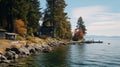 Autumn Waterside Retreat: Unreal Engine 5, 32k Uhd, Forestpunk With Whistlerian Vibes