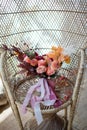 Autumn wedding bouquet with ribbons Royalty Free Stock Photo