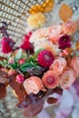 Autumn wedding bouquet with ribbons Royalty Free Stock Photo