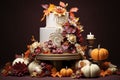 Autumn wedding cake with fondant pumpkins and