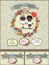 Autumn wedding inwitation.Cute mulatto baby couple Royalty Free Stock Photo