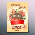 Autumn week festival day poinsettia poster template