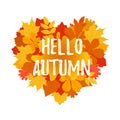 Autumn welcome flyer colorful template with bright october leaves. Poster, banner design for seasonal greetings