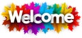 Autumn welcome sign with colorful maple leaves. Royalty Free Stock Photo