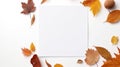 Autumn Whispers: Minimalist Paper Amidst Falling Leaves