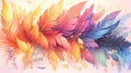 Autumn Whispers - Vivid Feather Illustration with Botanical Art