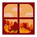 Autumn window with a view on landscape Royalty Free Stock Photo