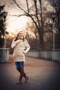 Autumn/winter portrait: young woman Royalty Free Stock Photo