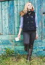 Autumn woman holding coffee mug.