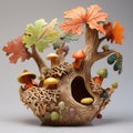 Autumn Woodland Art: Carved And Cast Concrete In The Style Of Chiho Aoshima Royalty Free Stock Photo