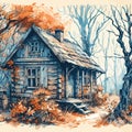 Autumn Woods And The Old Cabin 2 - 2 Of 2 - Loneliness - Sadness