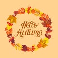 Autumn Wreath Card With Leaves