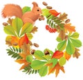 Autumn wreath with squirrel