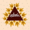 Autumn yellow leaves around triangle vector design