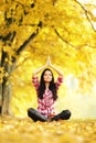 Autumn yoga woman