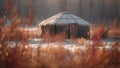 autumn yurt house in tundra generative ai