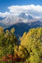 Autumn in the mountains of Svaneti and Ushba top, Georgia Royalty Free Stock Photo