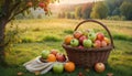 Autumnal Apple Harvest in Wicker Basket