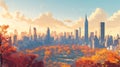 Autumnal Central Park Skyline Sunrise Royalty Free Stock Photo