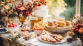 Autumnal dessert buffet table, event food catering for wedding, party and holiday celebration, cakes, sweets and desserts in Royalty Free Stock Photo