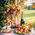 Autumnal dessert buffet table, event food catering for wedding, party and holiday celebration, cakes, sweets and desserts in Royalty Free Stock Photo