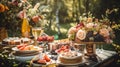 Autumnal dessert buffet table, event food catering for wedding, party and holiday celebration, cakes, sweets and desserts in Royalty Free Stock Photo
