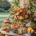 Autumnal dessert buffet table, event food catering for wedding, party and holiday celebration, cakes, sweets and Royalty Free Stock Photo