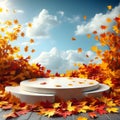 Autumnal Elegance Ceramic Podium in Cinematic Surroundings