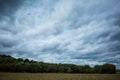 Autumnal fall landscape, park with trees, field, sky with nice m Royalty Free Stock Photo