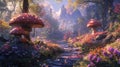 Enchanted Mushroom Forest Landscape Royalty Free Stock Photo
