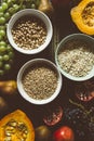 Autumnal fruit and food background Royalty Free Stock Photo