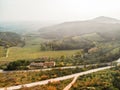 Autumnal landscape in colli euganei from an aerial point of view