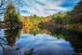 Autumnal landscape of Lame lake,  Aveto Regional Natural Park, Genoa province, Italy Royalty Free Stock Photo