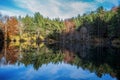 Autumnal landscape of Lame lake,  Aveto Regional Natural Park, Genoa province, Italy Royalty Free Stock Photo