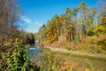 Autumnal landscape at mangfall river, bavaria Royalty Free Stock Photo