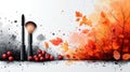Autumn Makeup Beauty Mascara Brush, Berries, and Fall Leaves Royalty Free Stock Photo